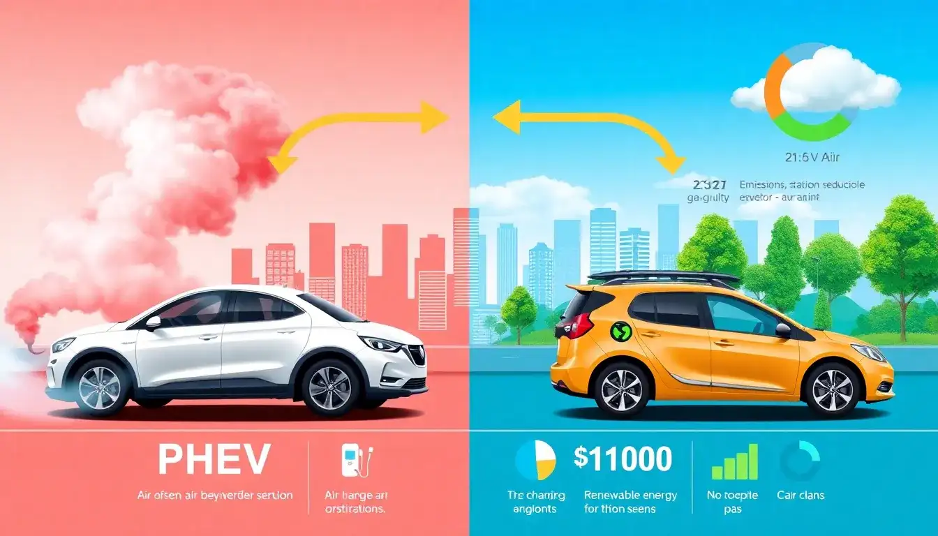 How do PHEVs impact air pollution compared to traditional gasoline vehicles
