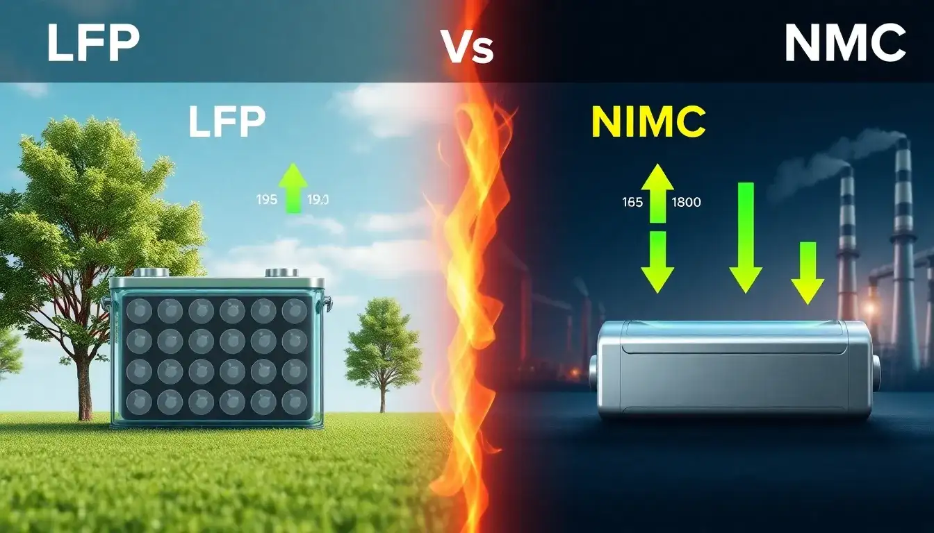How do LFP batteries compare to NMC batteries in terms of overall emissions
