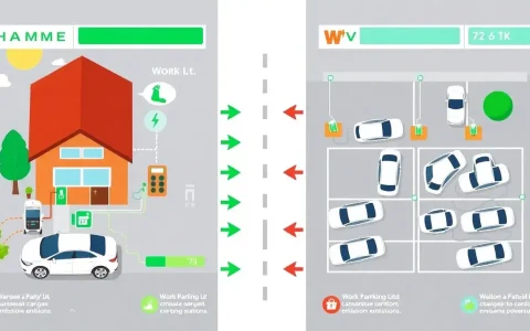 What are the emissions differences between charging a PHEV at home and at work
