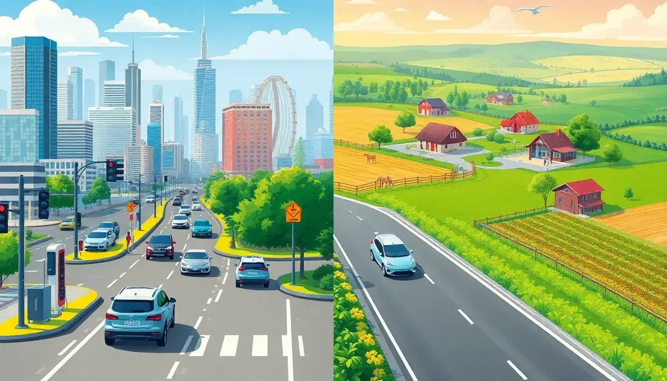 How do HEVs compare to PHEVs in urban vs. rural driving scenarios