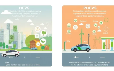 How do grid emissions impact the environmental benefits of HEVs versus PHEVs