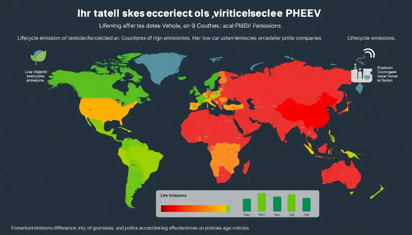 How do lifecycle emissions of HEVs and PHEVs compare in different countries