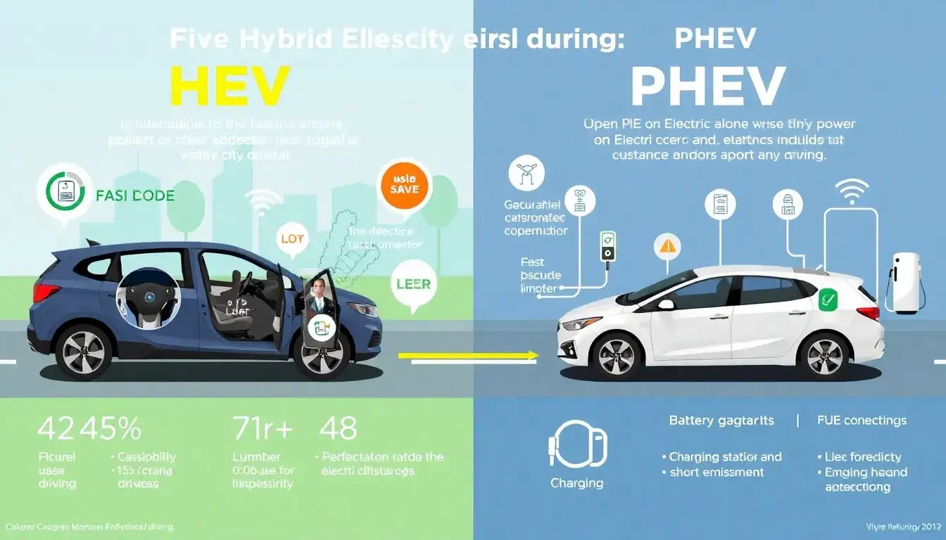What are the main differences in fuel efficiency between HEVs and PHEVs in city driving