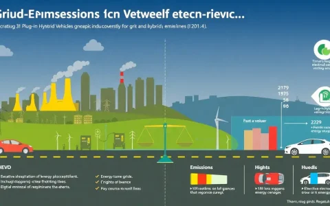How do grid emissions impact the overall efficiency of PHEVs and HEVs