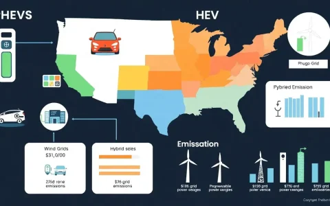 How do grid emissions vary by region for PHEVs and HEVs