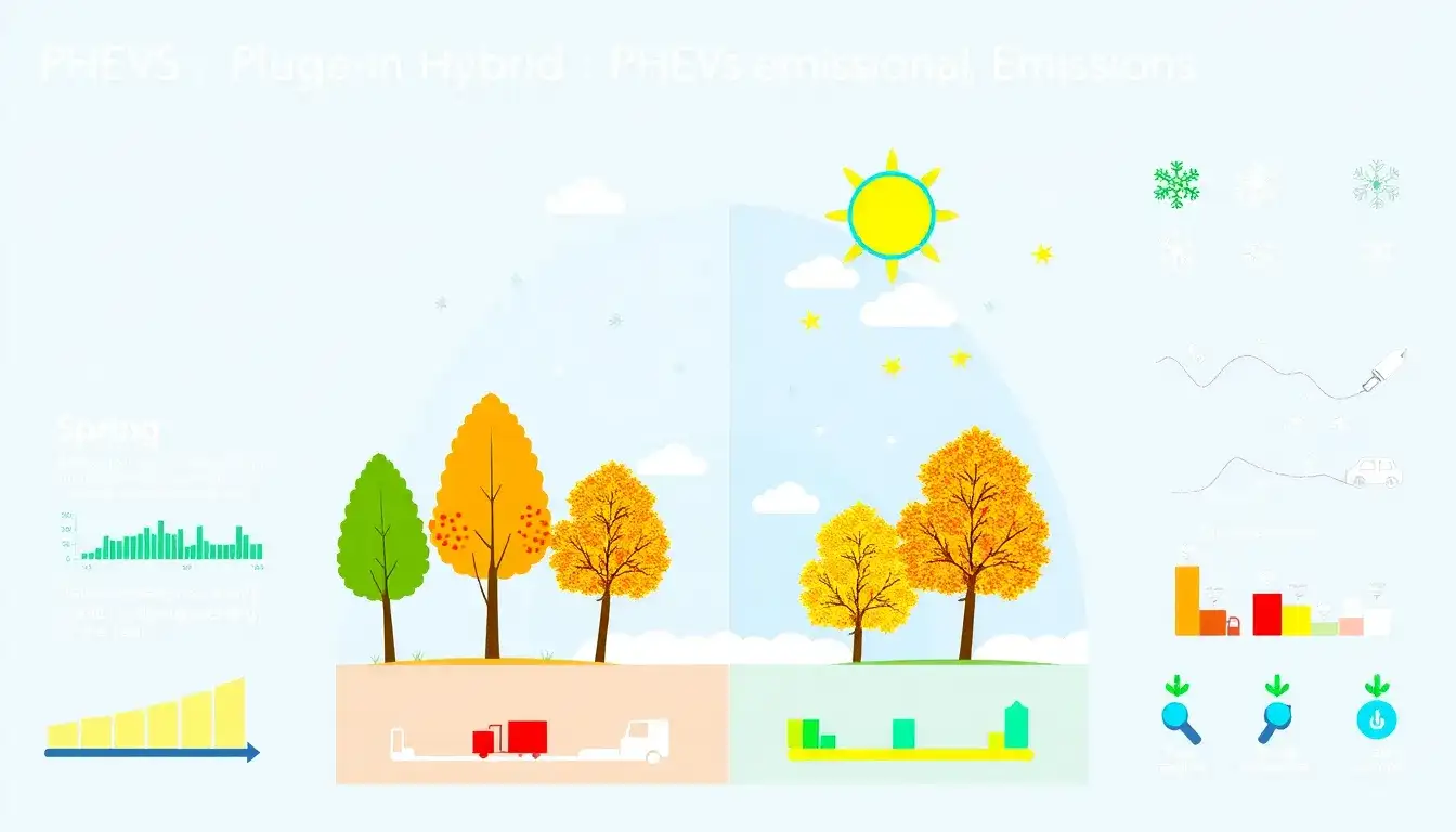 What are the seasonal variations in emissions from PHEVs