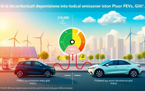 How does grid decarbonization impact the overall emissions of PHEVs
