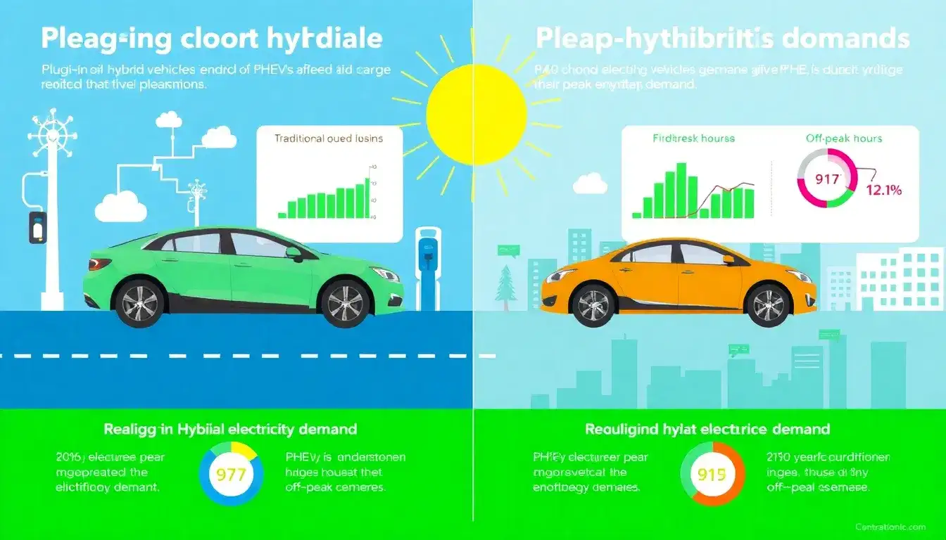 How do PHEVs compare to traditional hybrid vehicles in reducing peak electricity demand