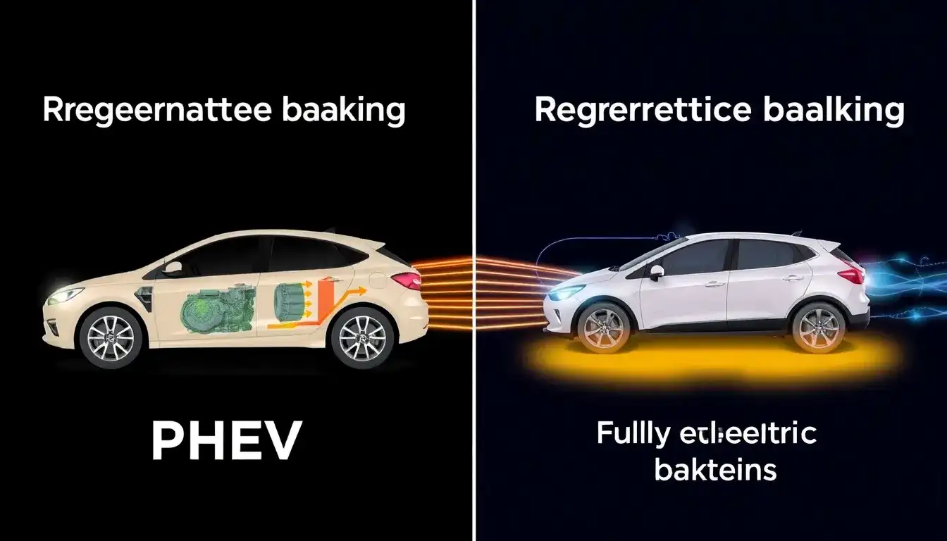How does regenerative braking in PHEVs compare to that in fully electric vehicles