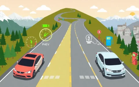 How does the fuel efficiency of PHEVs compare to HEVs during long trips