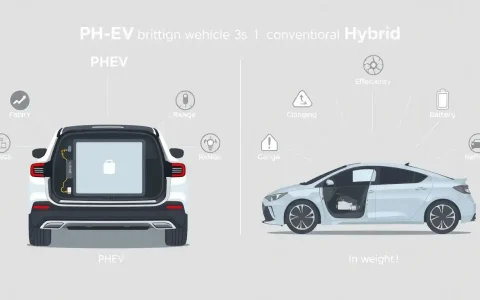 How does the battery weight in PHEVs compare to that in conventional hybrid vehicles