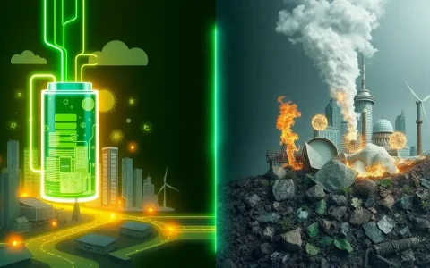 How does the energy efficiency of lithium-ion batteries impact their environmental footprint