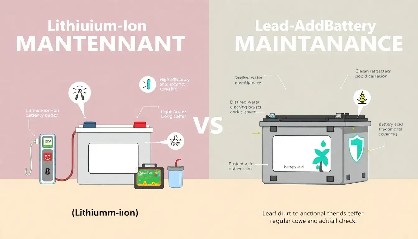 How do the maintenance requirements of lithium-ion batteries differ from those of lead-acid batteries
