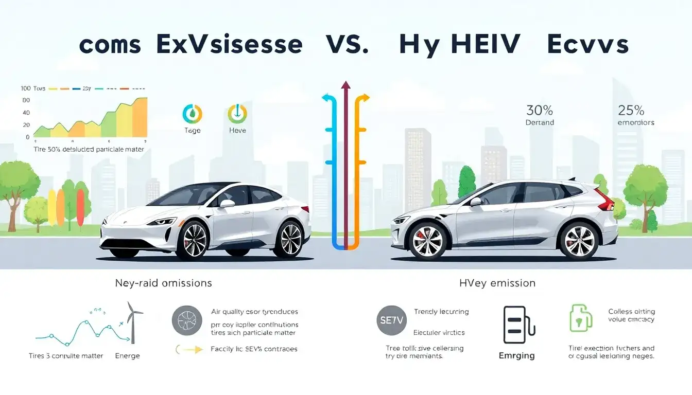 How do non-exhaust emissions from electric vehicles compare to those from hybrid vehicles