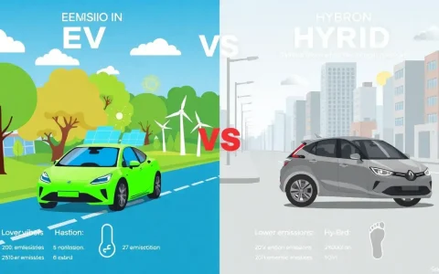 How does the emissions profile of electric vehicles compare to hybrid vehicles