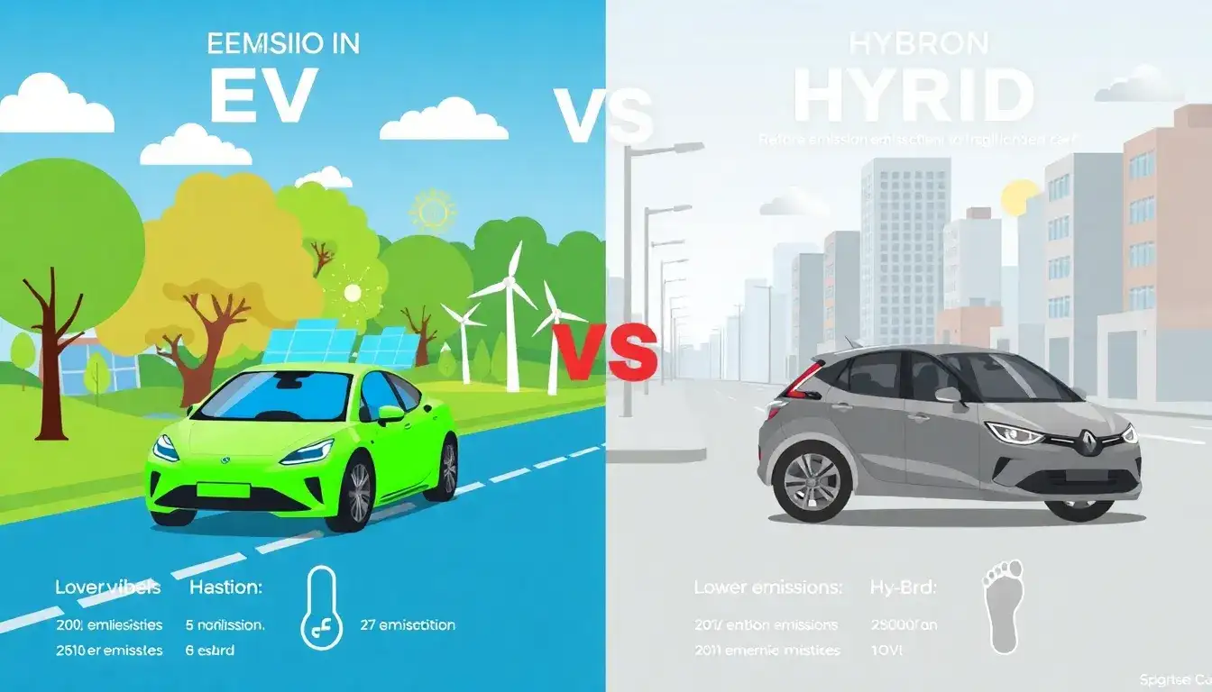 How does the emissions profile of electric vehicles compare to hybrid vehicles