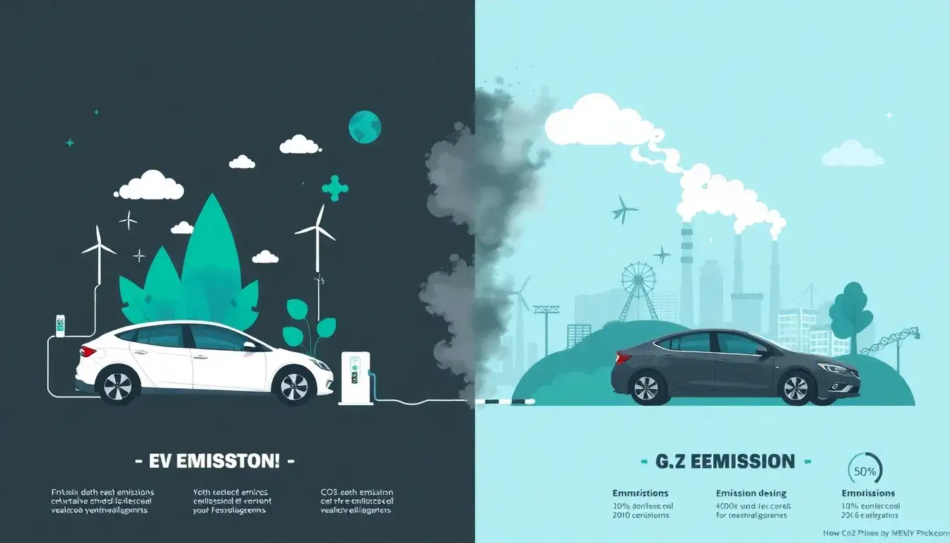 How do the emissions from electric vehicles compare to those from traditional gasoline-powered cars