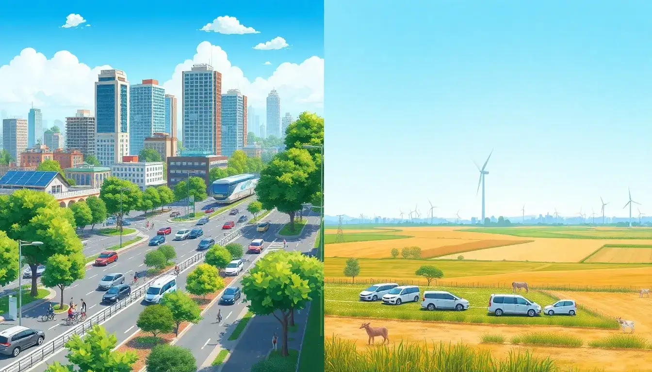 How do electric vehicles affect air quality in urban versus rural areas