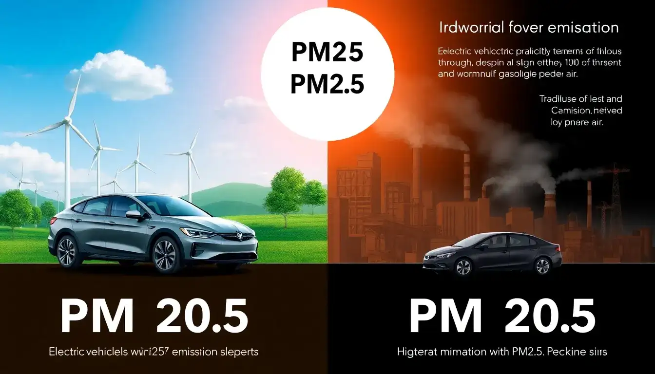 How do PM2.5 emissions from electric vehicles compare to those from traditional gasoline vehicles