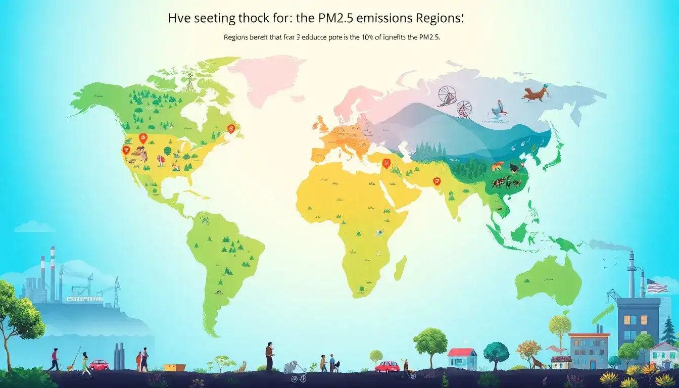 What regions benefit the most from reducing PM2.5 emissions