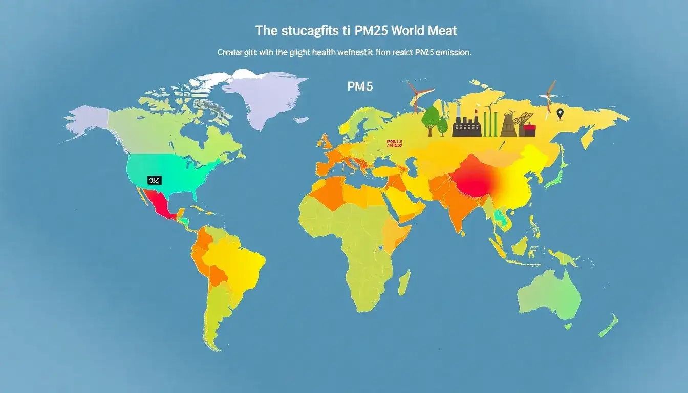 Which regions have the highest health benefits from reducing PM2.5 emissions