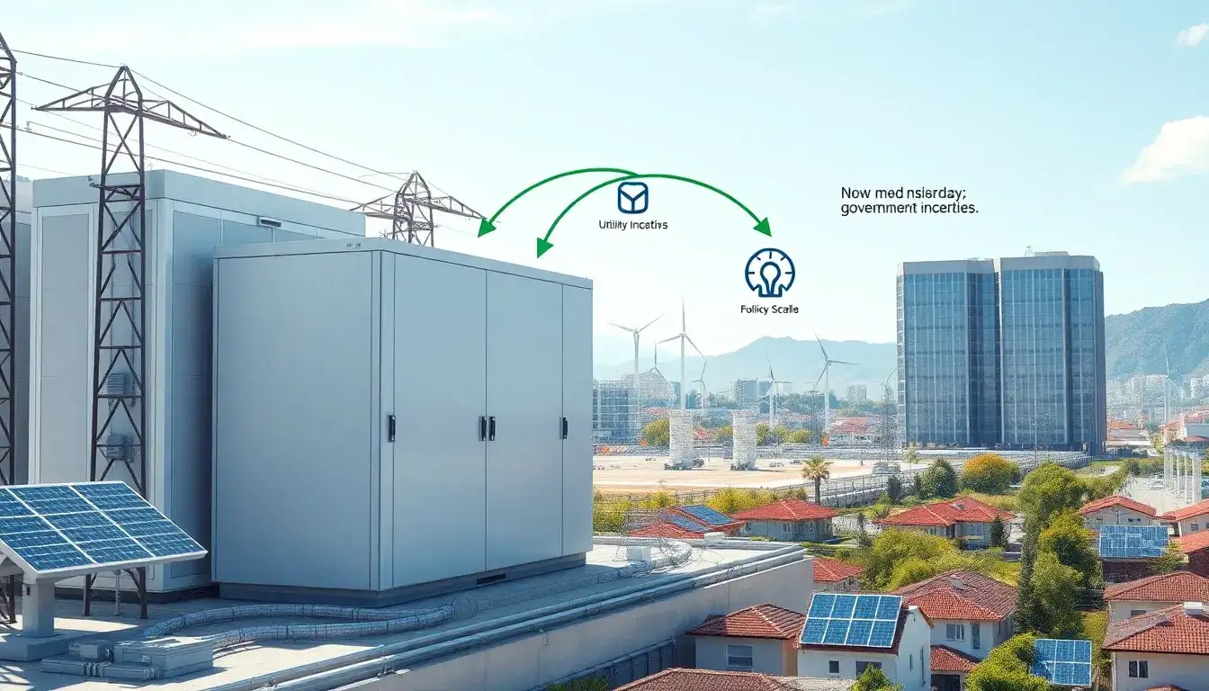 Are there specific government incentives that favor utility-scale BESS over residential ones
