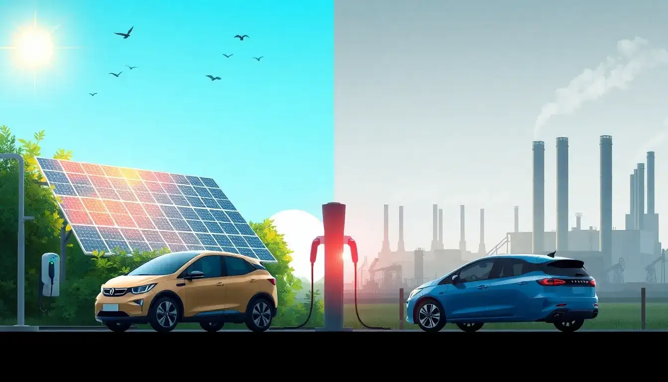 How does the energy source for charging electric vehicles affect their overall health impact