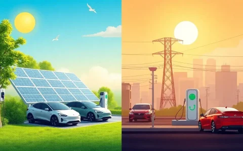 How do solar-powered EV charging stations compare to grid-connected ones in terms of environmental impact