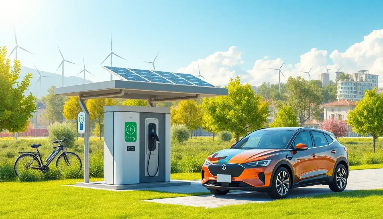 What are the benefits of using renewable energy sources like solar panels for EV charging stations
