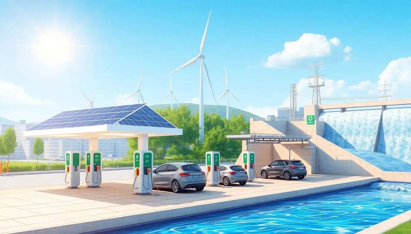 How does the energy source for EV charging stations affect their operational costs