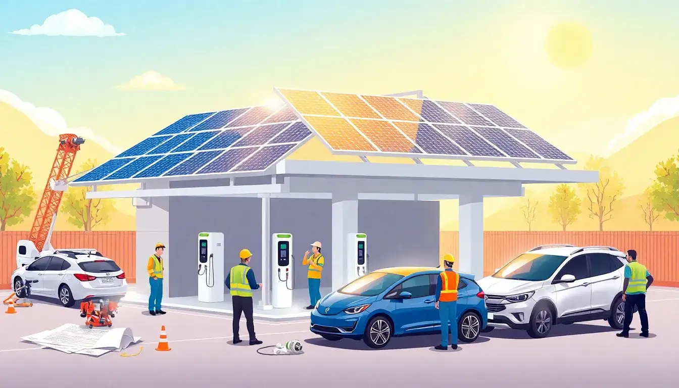 What are the initial costs associated with installing solar panels for EV charging stations