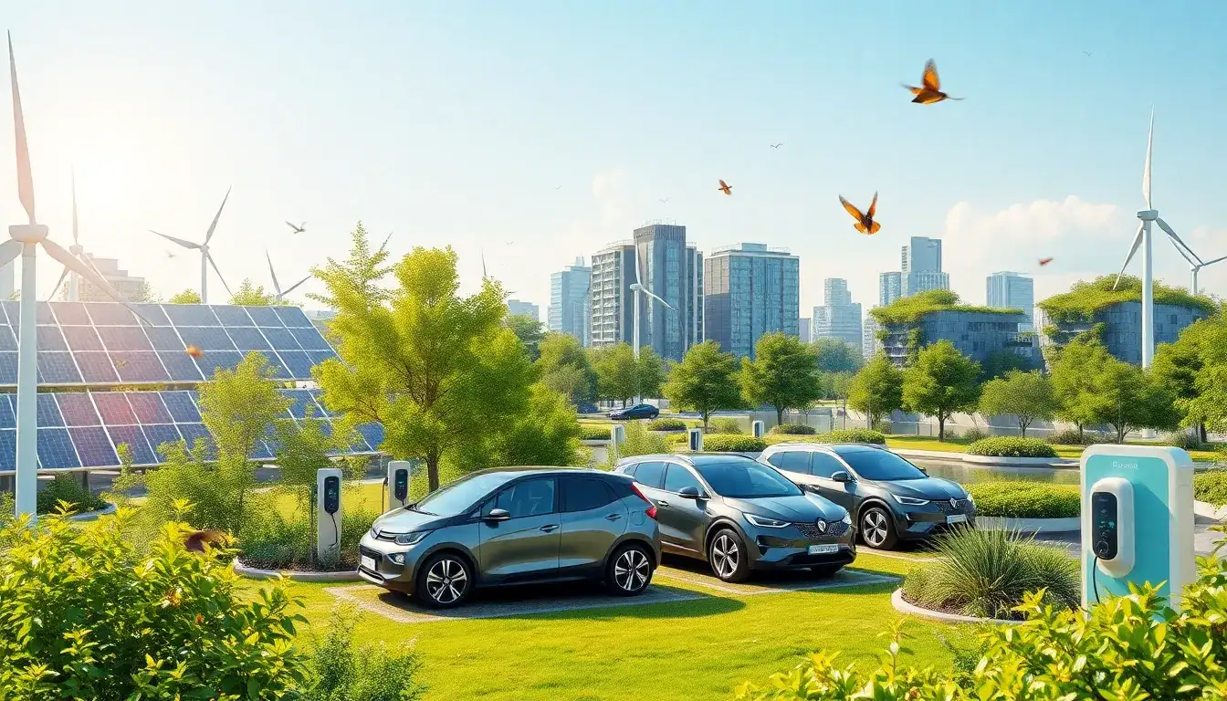 How does the integration of renewable energy affect the environmental footprint of EV charging stations