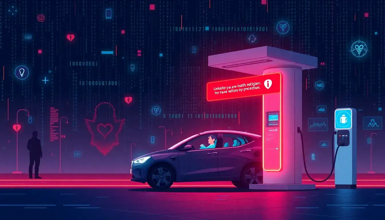 How do cyberattacks on EV charging stations pose health risks