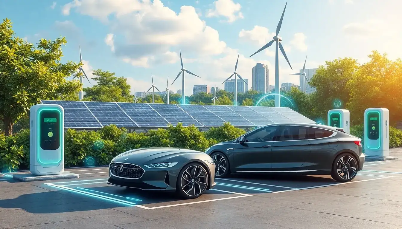 How do smart charging systems integrate with renewable energy sources to reduce the environmental impact of EV charging