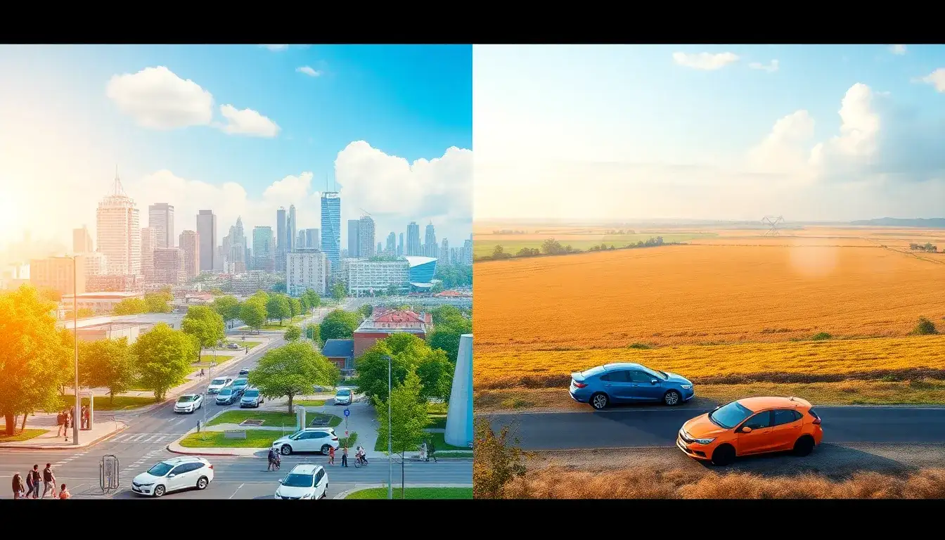 How do EVs impact urban air quality compared to rural areas