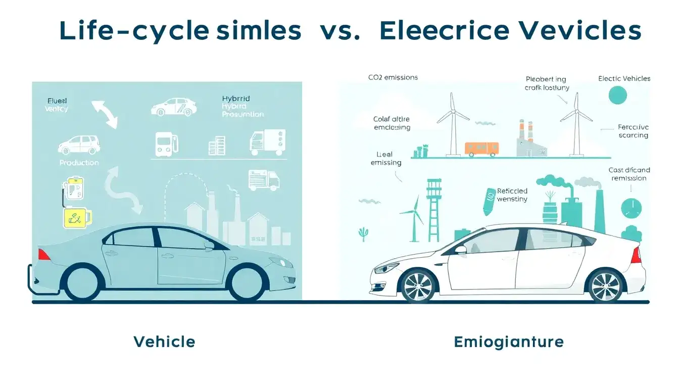 What are the life cycle emissions of hybrid vehicles compared to electric vehicles