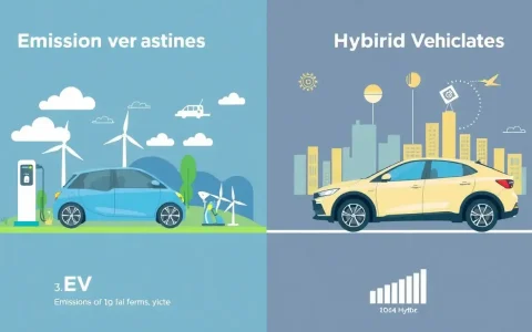 How do the emissions of electric vehicles compare to those of hybrid vehicles