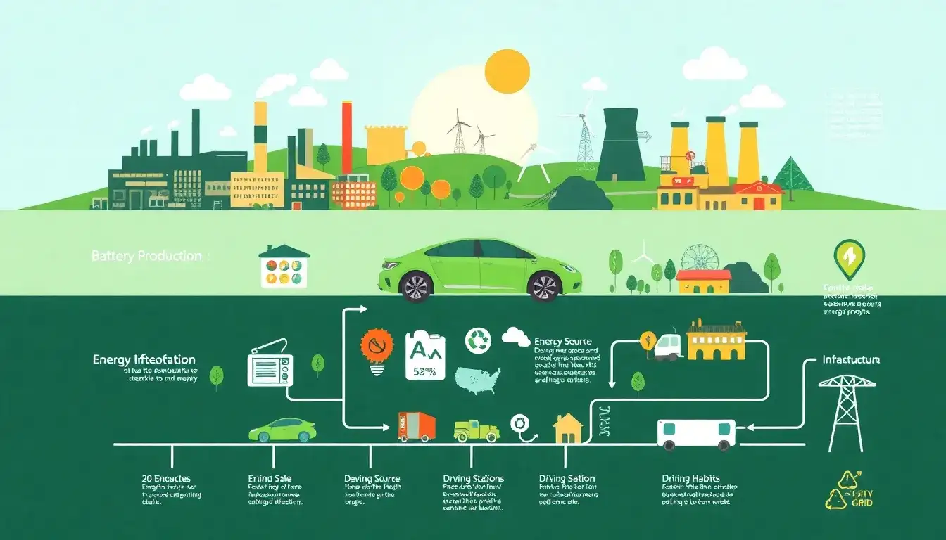 What factors influence the overall emissions of electric vehicles