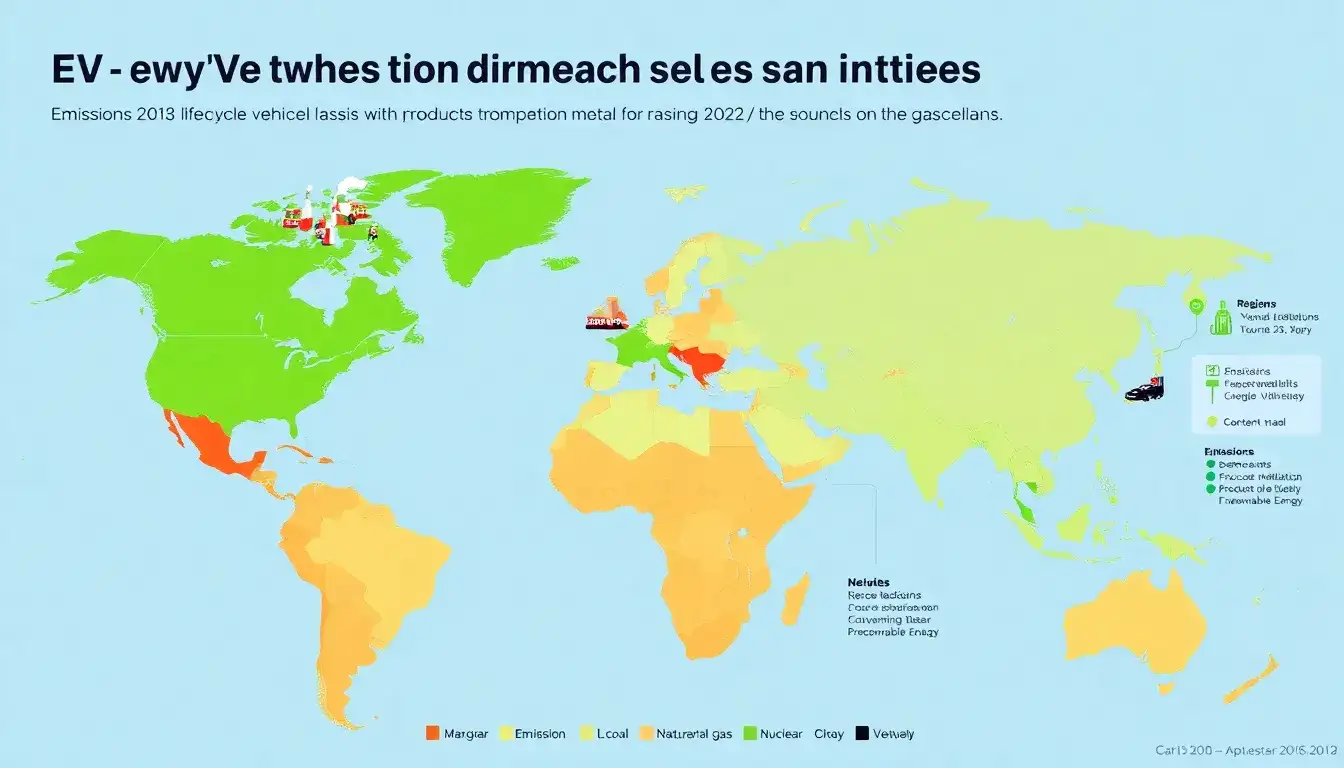 Are there any regions where electric vehicles produce more emissions than gasoline cars