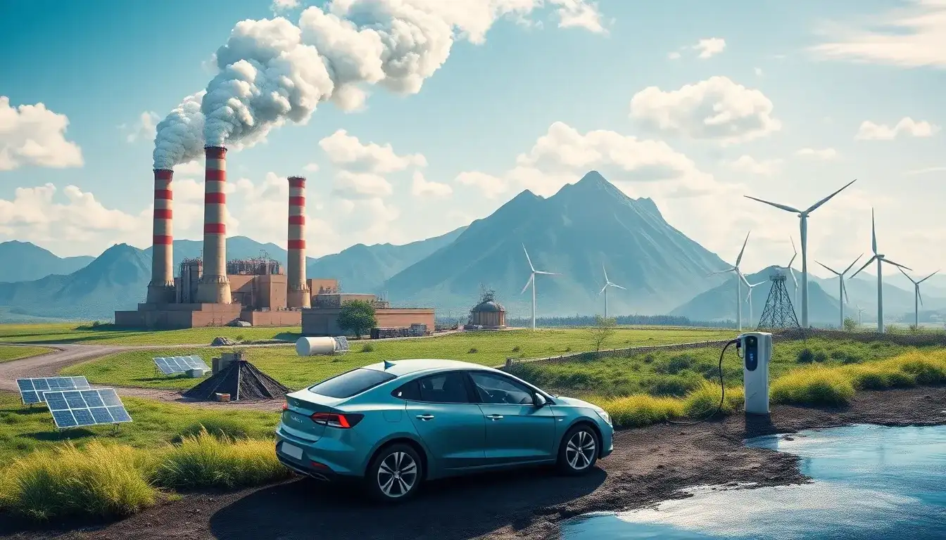 How does the production of electric vehicle batteries impact their overall emissions