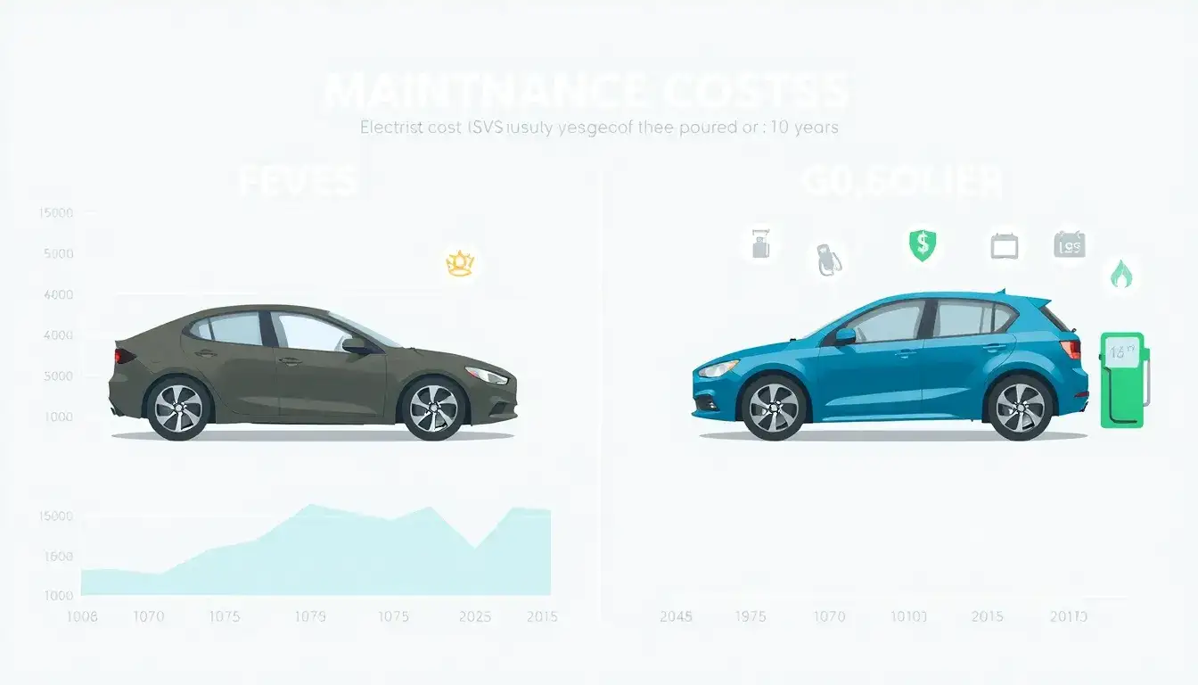 How do the maintenance costs of electric vehicles compare to gasoline-powered cars over a 10-year period