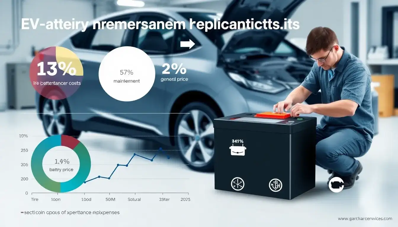 How do the battery replacement costs for electric vehicles impact their overall maintenance expenses