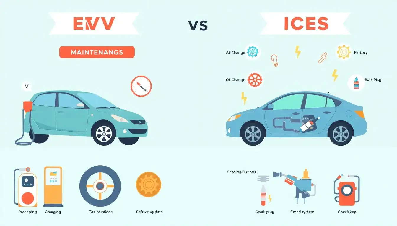 How does the maintenance schedule for an electric vehicle differ from a gasoline-powered car