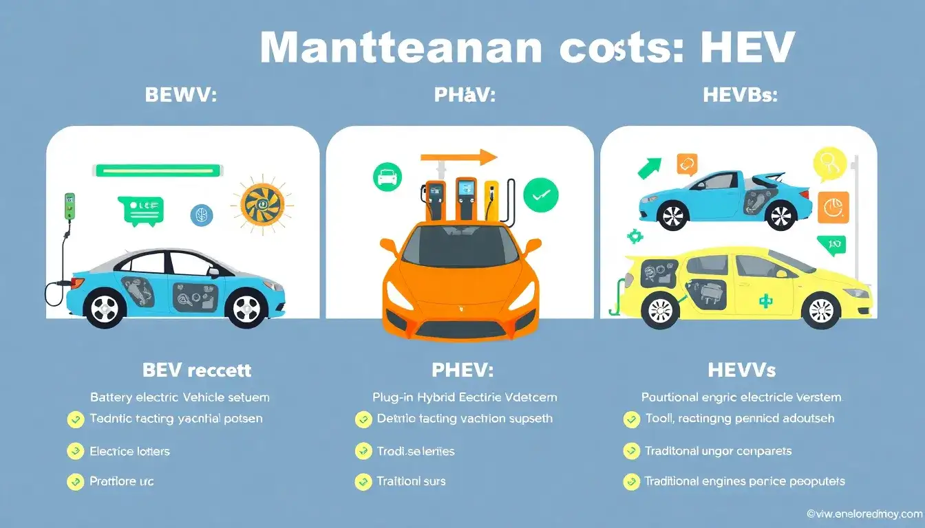 Do different types of EVs (BEVs, PHEVs, HEVs) have varying maintenance costs