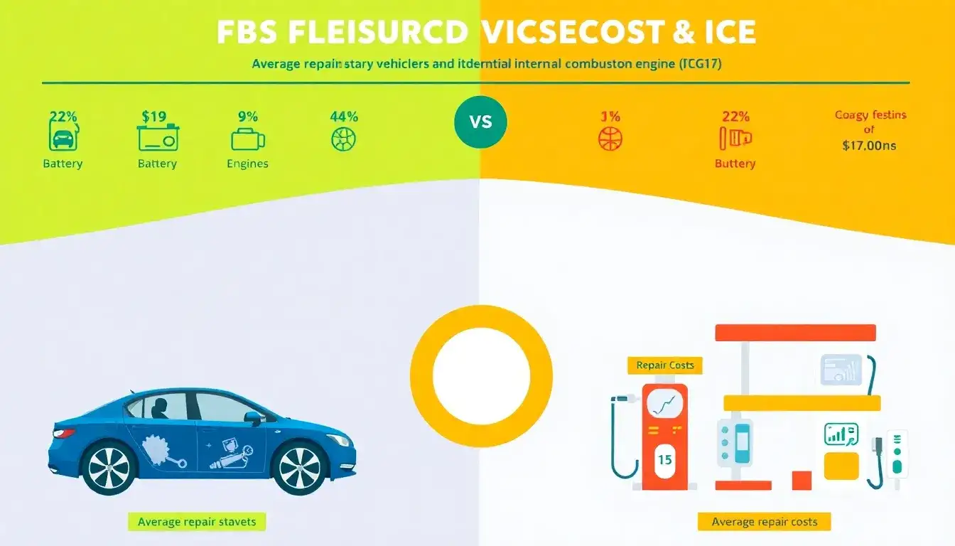 What are the average repair costs for EVs versus ICE vehicles
