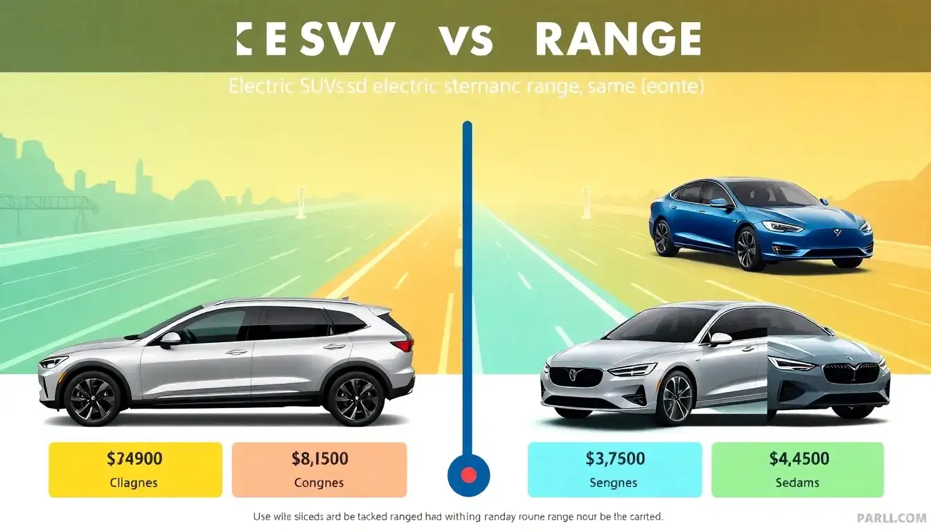 How does the range of electric SUVs compare to electric sedans in the same price range