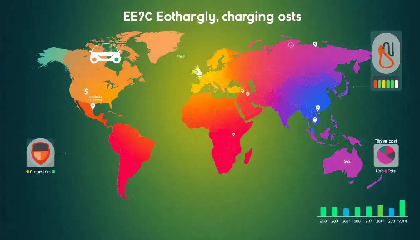 Are there any regions with particularly high or low EV charging costs