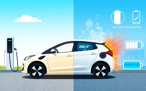 How does the use of air conditioning in hot weather affect EV range