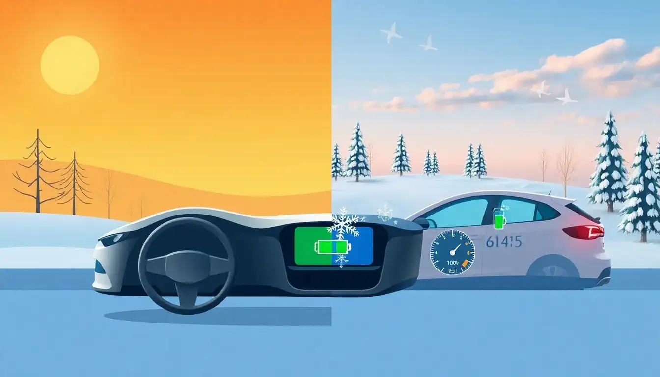 How does external temperature impact EV range