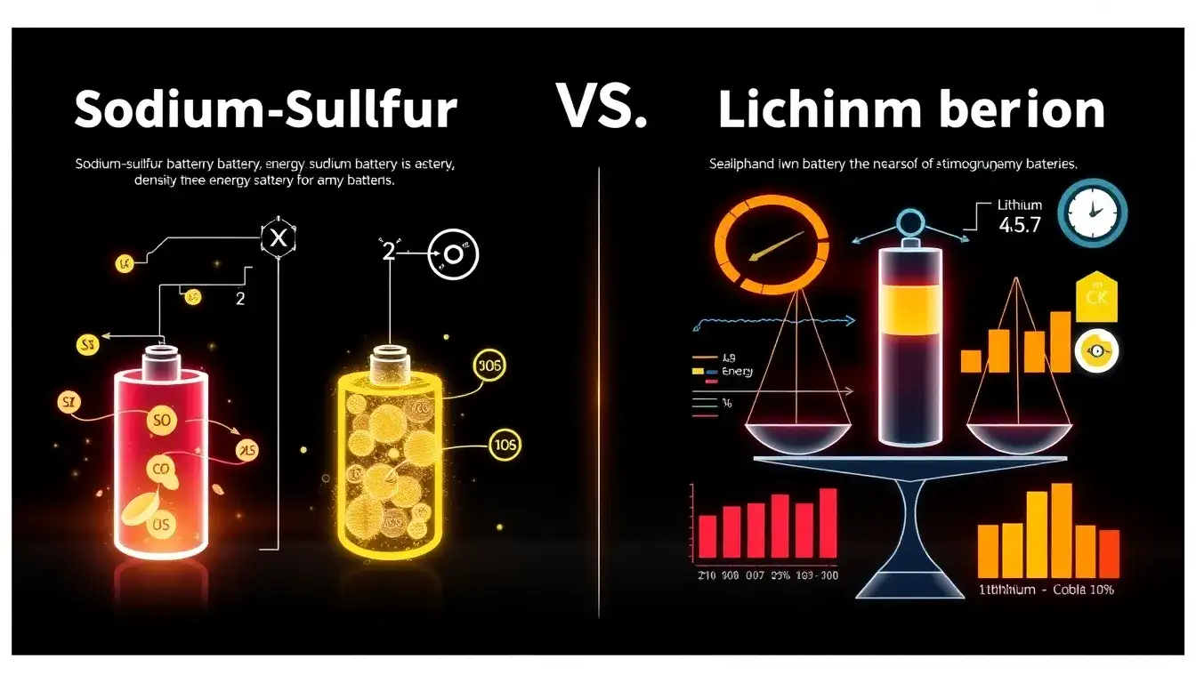 How do the energy densities of sodium-sulphur batteries compare to those of lithium-ion batteries